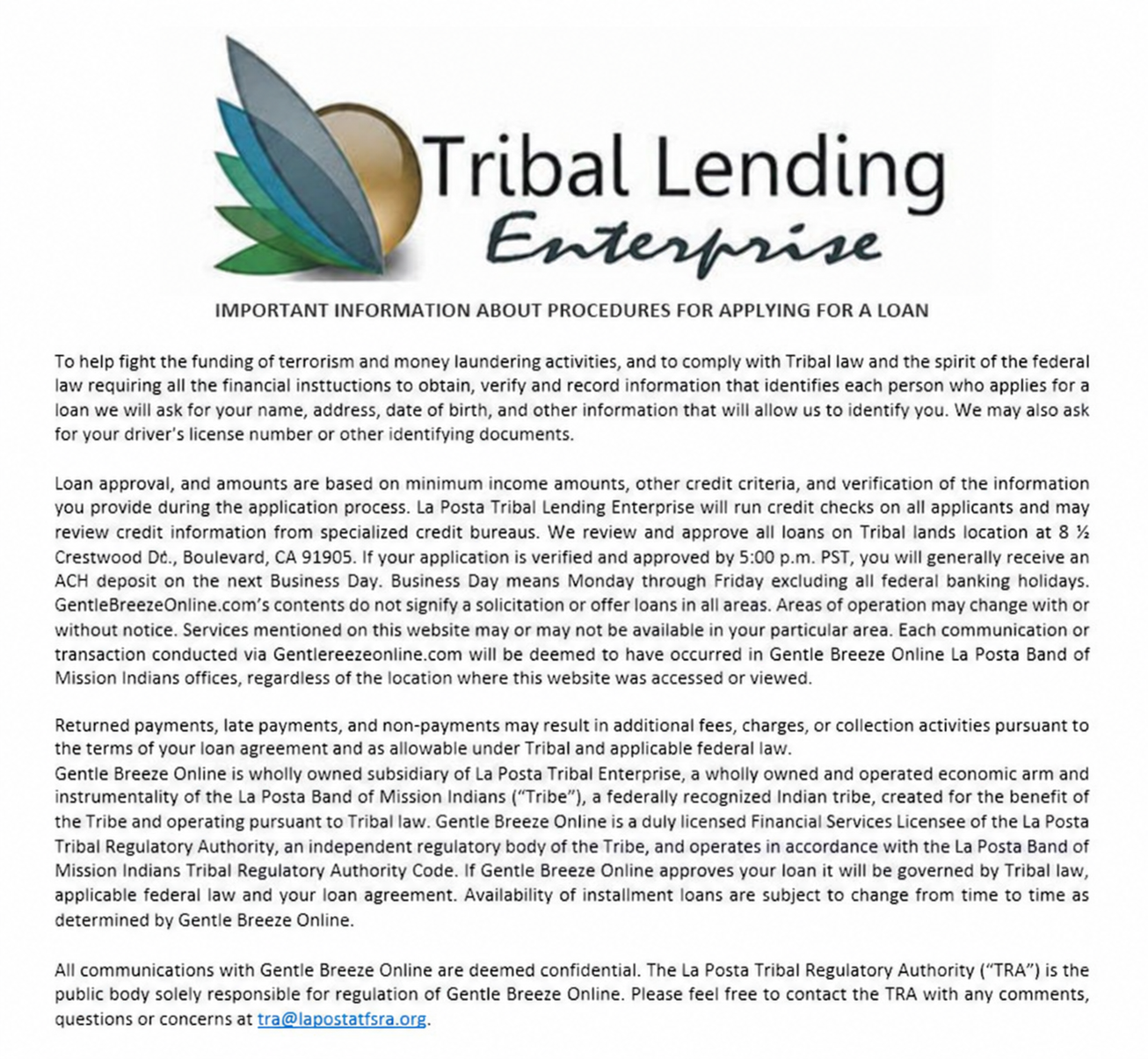 Tribal Lending Enterprise